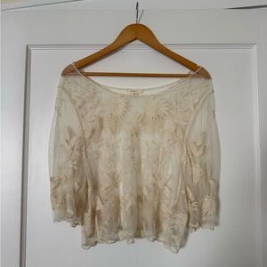Cream Sheer Floral Blouse